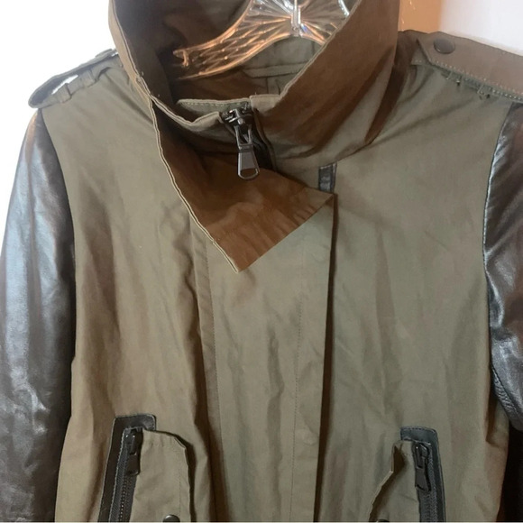 Danier Green Black Jacket Leather Sleeves 2XS - Picture 10 of 12